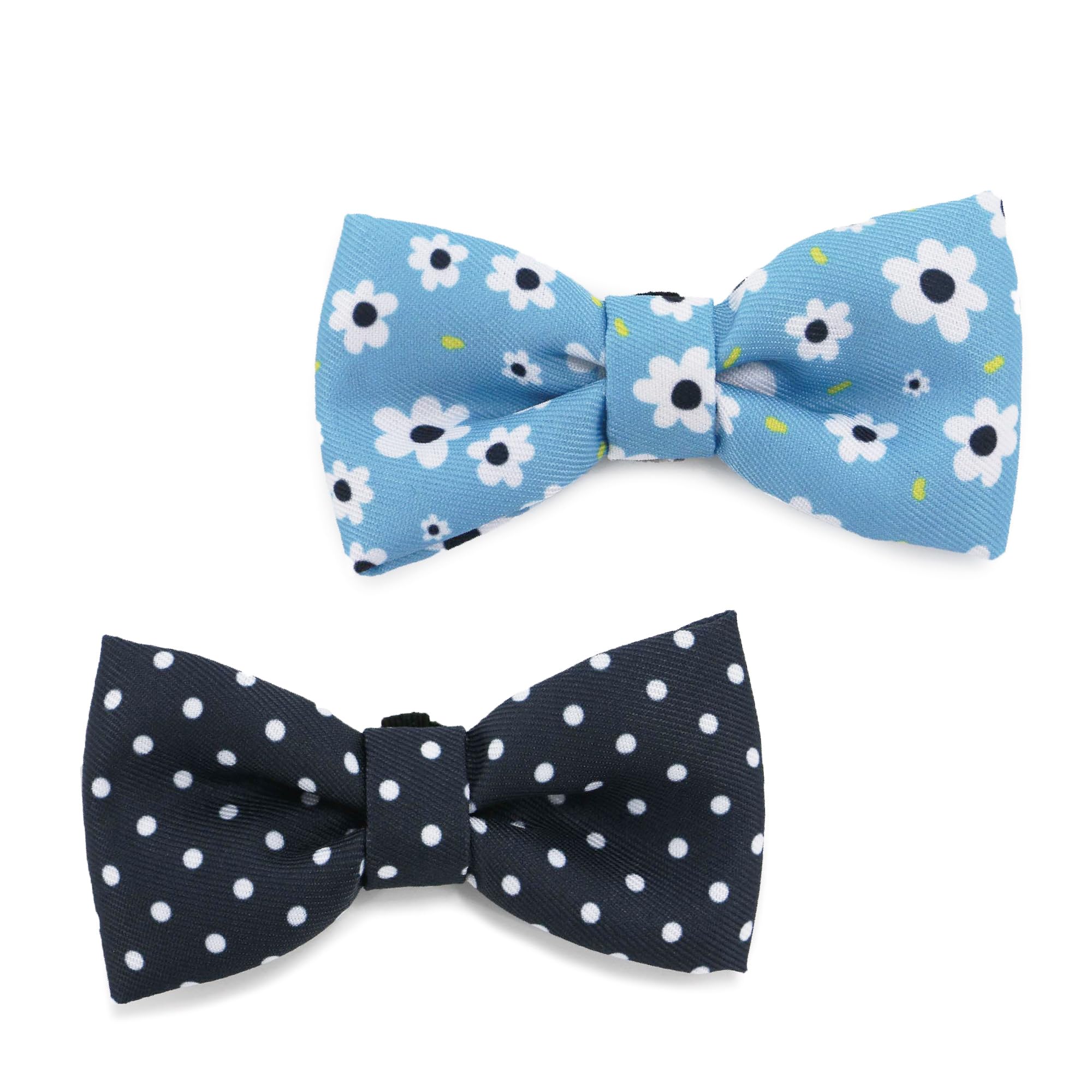Ancol Dog Bow Tie in Daisy/Polka Pattern - Comfortable 100% Recycled Fabric Clothing Pet Accessory - Puppy Tuxedo Fancy Dressing - Pack of 2