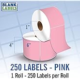 4" X 6" Direct Thermal Shipping Labels | Pink | 1" Cores w/Perfs Easy Tear | Made in USA | Printing Label | 250 Labels | 250 Labels per Roll | 1 Rolls | Blank Labels