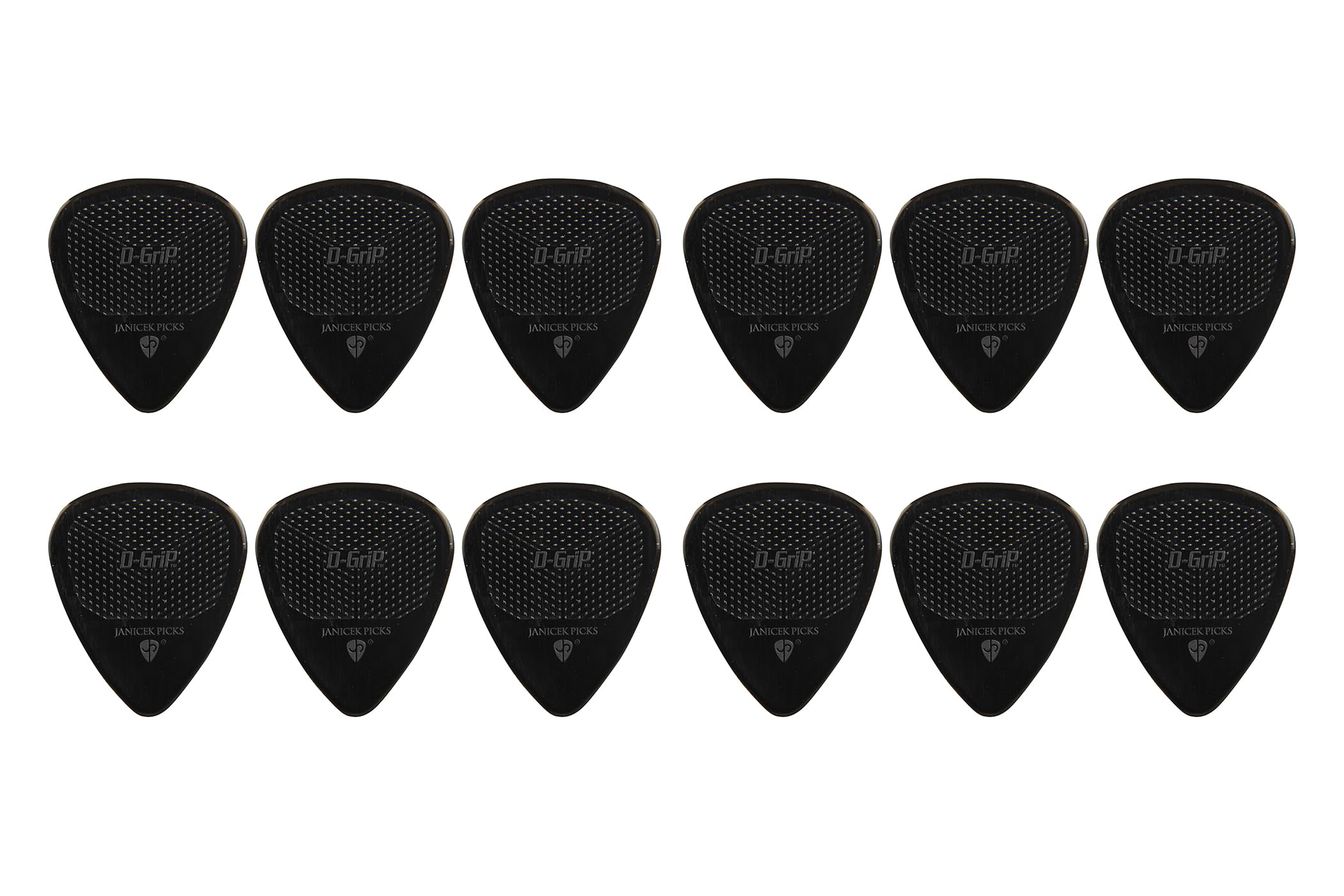 D-Grip Plektrum/Pick für E-Gitarre, 351 Form, 0,88 mm dünn, schwarz, 12 Stück