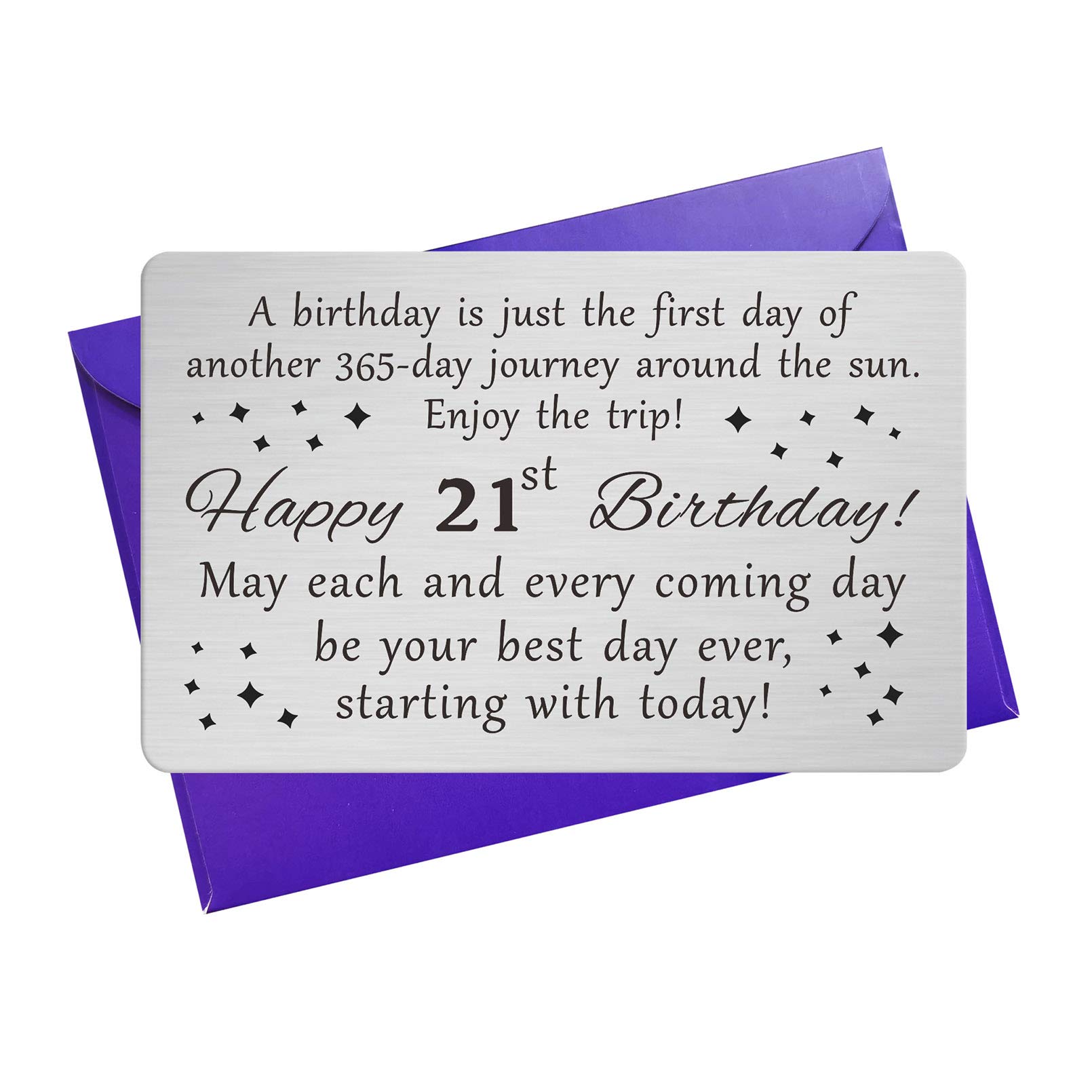 21st Birthday Gifts for Her Him 21st Birthday Card - 21 Year Old Birthday Engraved Wallet Card Insert