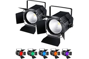 DJXFLI 200W COB Stage Lights with Barn Doors, RGBWA 6in1 LED Par Light with DMX512 Master-Slave Fresnel DJ Spotlight for Events DJ Disco Festival Wedding Party Wedding KTV Christmas