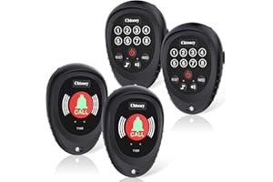 Chtoocy Caregiver Pager Wireless 1000 Feet Range Smart Call Button Transmitter with Receiver Nurse Calling Alert Patient Help System for Elderly Rechargeable (2 Call Buttons and 2 Receiver, Black)