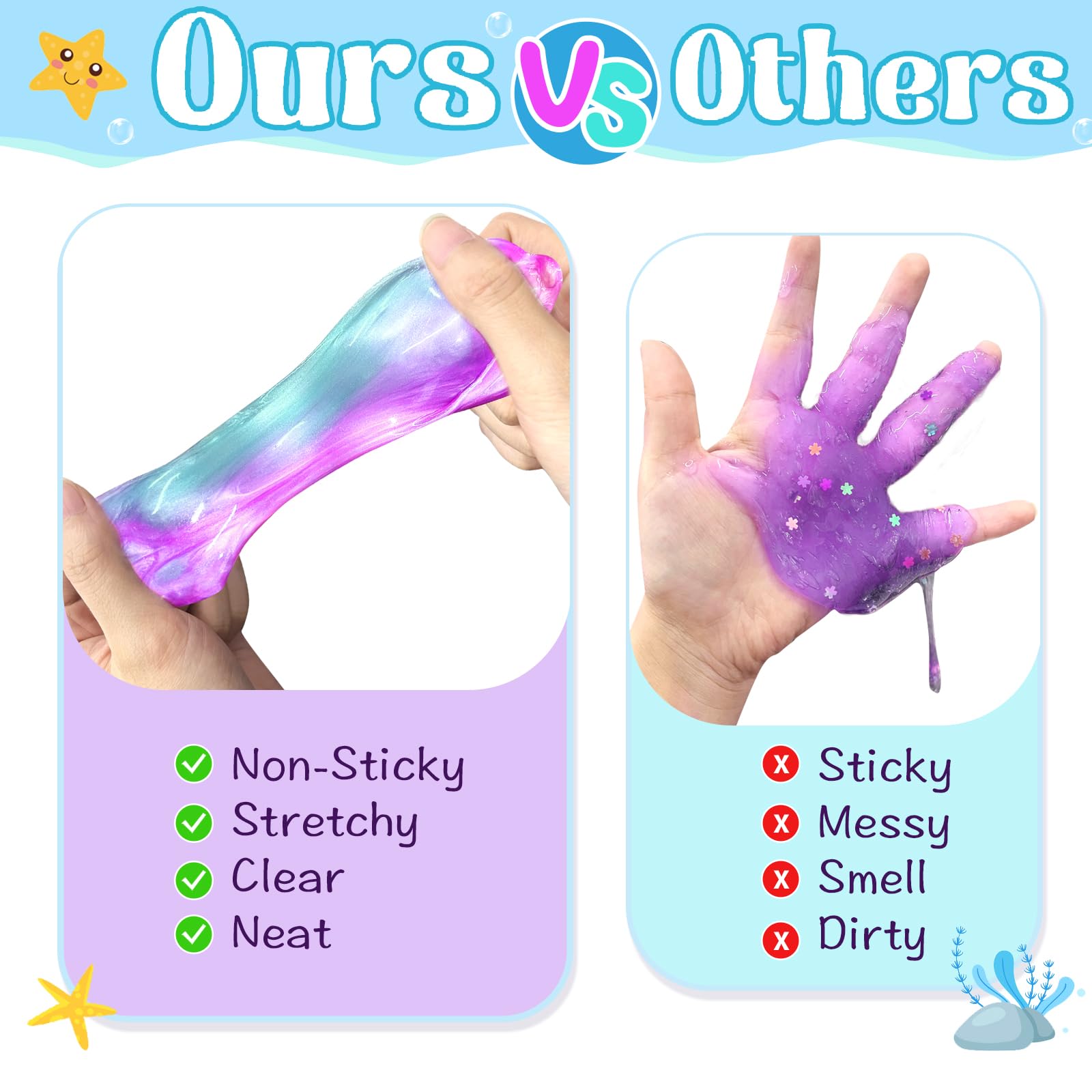 24 Pack Mermaid Slime Party Favors for Kids Slime Cup Bulk DIY Stress Relief Putty Toy Christmas Easter Birthday Goodie Bag Stuffer Classroom Reward for Girls Boys Stretchy Non-Sticky