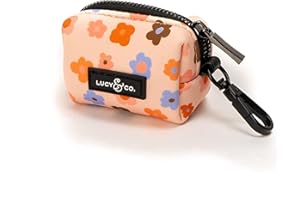 Lucy & Co. Let's Groove Everyday Dog Poop Bag - Leak Proof Dispenser - Hygienic Pet Poop Pickup - Purple Coral Floral