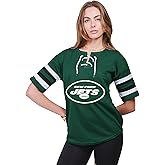 Ultra Game Women's NFL Official Lace Up Tee Shirt Penalty Box