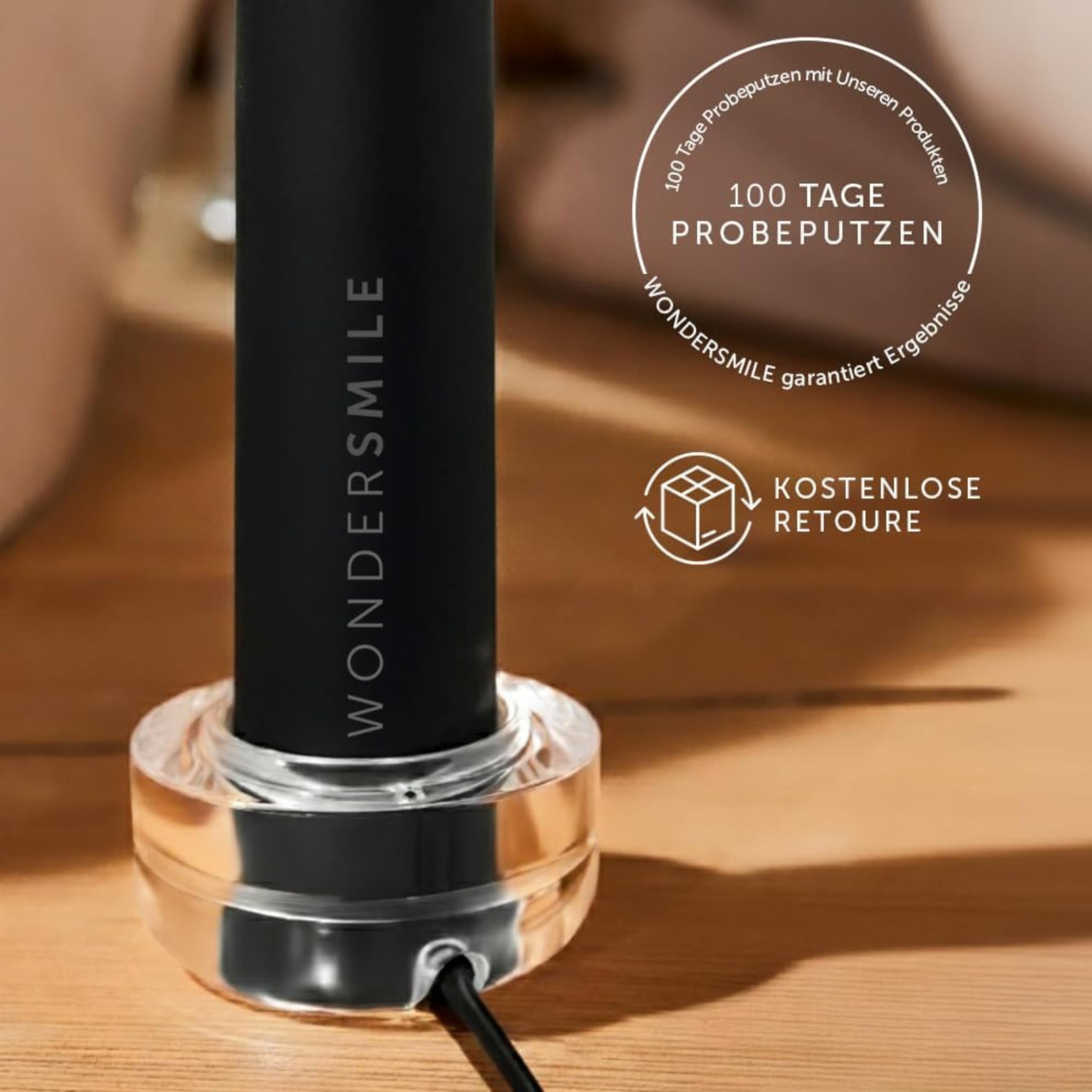WonderSmile Schallzahnbürste Pro - Testsieger 2026* - Elektrische Zahnbürste IPX8, 4 Programme - mit Ladestation & 60 Tage Power Batterie mit Smart-Bürstenkopf (Ultimate Black) 9