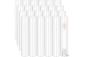 PESONLOOK 24 PCS Hurricane Candle Holder, 2.5" W x 14" H Open Ended Glass Candle Cylinder Sleeve, Clear Glass Cylinder Candle Holder, Open Flame Candle Chimney Tube Cover, Bottomless Cylindrical Glass