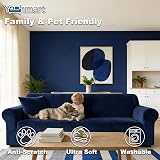 Yeahmart Thick Velvet Sofa Cover 1 Seater Blue Premium Stretch Slipcover view 2