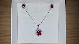 Anello Principessa Kate in argento 925‰ zircone centrale ovale rosso