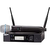 Shure GLXD24R+/B87A Dual Band Pro Digital Wireless Microphone System - 12-Hour Battery Life, 100 ft Range | BETA 587 Handheld Vocal Mic, Single Channel Rack Mount Receiver (GLXD24R+/B87A-Z3)