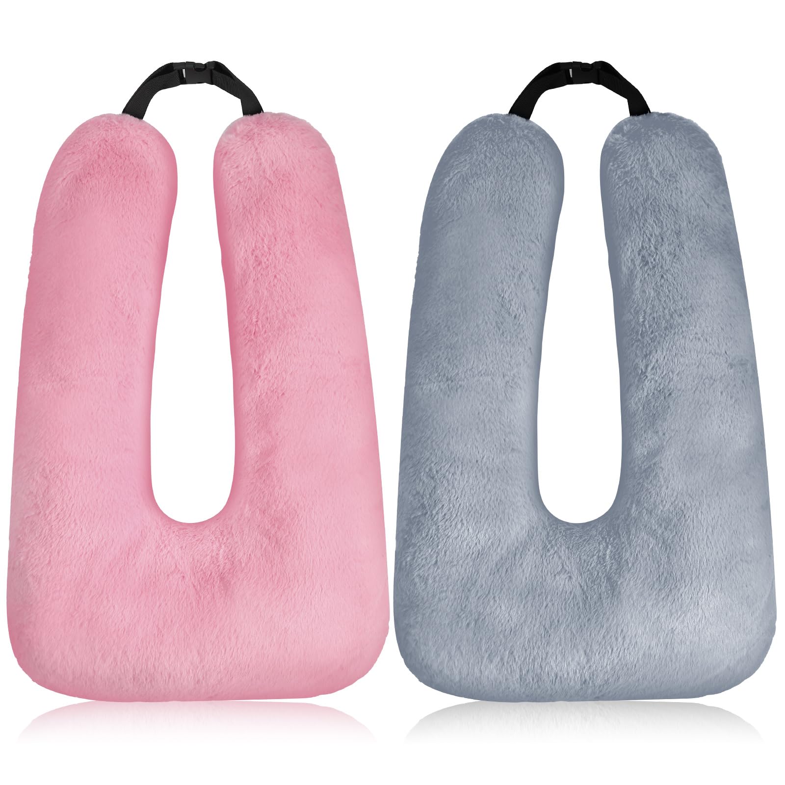 Photo 1 of Barydat 2 Pcs Car Travel Pillow for The Back Seat 28 x 18 in Sleeping Reading Pillows for Long Distance Travel Car Cushion for Kids Adults Head and Body Support U Shaped Pad for Travel(Gray, Pink)