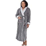 Alexander Del Rossa Women's Warm Fleece Robe with Hood, Long Plush Sherpa Bathrobe for Winter