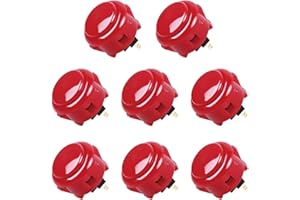 Sanwa 8 pcs OBSF-30 Original Push Button 30mm - for Arcade Jamma Video Game & Arcade Joystick Games Console (Red), Use for Ar