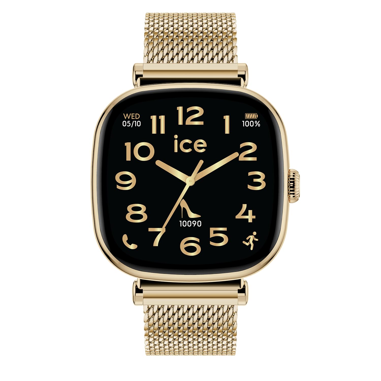 ICE-WATCH – Ice smart 2.0 Gold Milanese – Quadratische Smartwatch in Gold für Damen mit Edelstahlarmband – 025234 (1,70 Zoll)