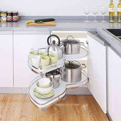 XEMQENER Kitchen Blind Corner Pull-Out Shelving Unit 2 Tiers 900-1000mm