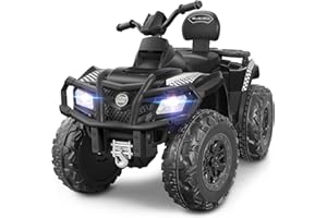 ELEMARA 2 Seater Kids ATV,12V Ride on Toy for Big Kid, Electric 4 Wheeler for Children,Kid Cars to Drive, 4mph Max Speed,Bluetooth, LED Light, Battery Powered Kids Ride on for Boys&Girls,Black