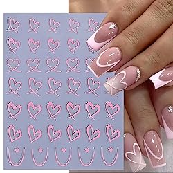 5Pcs Bow Nail Sticker French Heart Nail Decals 3D