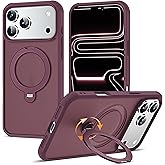 LUTTCASE Compatible with iPhone 17 Pro Max Case with Magnetic 360°Spin Stand,[Compatible with Mag-Safe] Non-Slip Edge Military-Grade Protection Translucent Case for 17 Pro Max 6.9", Wine Red