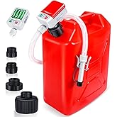 Fuel Transfer Pump with Auto-Stop Sensor-3.2GPM,30s Alert Beep,Overfill Protection,51"Hose Transfer Pump Battery Powered with 4 Tank Adapter,Portable Liquid Pump with Nozzle for Gasoline,Diesel,Oil