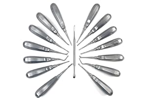 DEXA DENTAL Root Elevator Set – Luxating Periotome, Apical Molt Osteotome, Root Extraction Instruments, Professional Oral Implant Tools - 15 Pcs