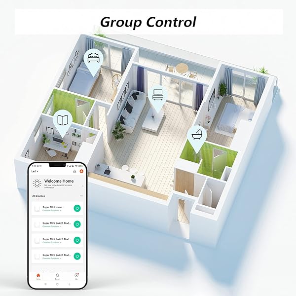 Interruptor WiFi 2 Vas Maxcio Conmutador de Luz WiFi Control de App y Voz Mini Enchufe Inteligente WiFi con Temporizador Compatible con Alexa y Google Home Se Necesita Neutro