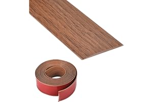 FARADY Vinyl Floor Transition Strip, Self Adhesive Floor Cover Strips PVC Laminate Threshold Strip Bar Flat Divider Strip for Joining Floor Gaps, Doorways Threshold, Carpet, 2" Wide (Brown Wood Grain, 10Ft)