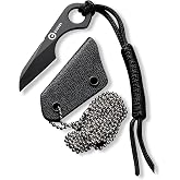 CIVIVI Gramis Mini Fixed Blade Neck Knife for EDC, Swedish 14C28N Steel, With Kydex Sheath with Chain and Lanyard C23004-1
