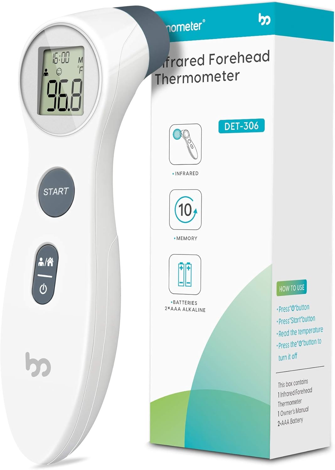 Forehead Infrared Thermometer for Adults, No Touch Digital Thermometer with Fever Indicator AMD Accurate Reading, Ideal for Babies, Kids and Adults(US in Stock): Health & Personal Care