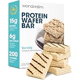 Wonderslim High Protein Wafer Bars, GLP-1 Friendly &ndash; 5 Count (Vanilla) | 15g Protein, 200 Calories, 6g Sugar &ndash; Zero Cholesterol, Individually Packed Snack Bars, Healthy Snack for Weight Management