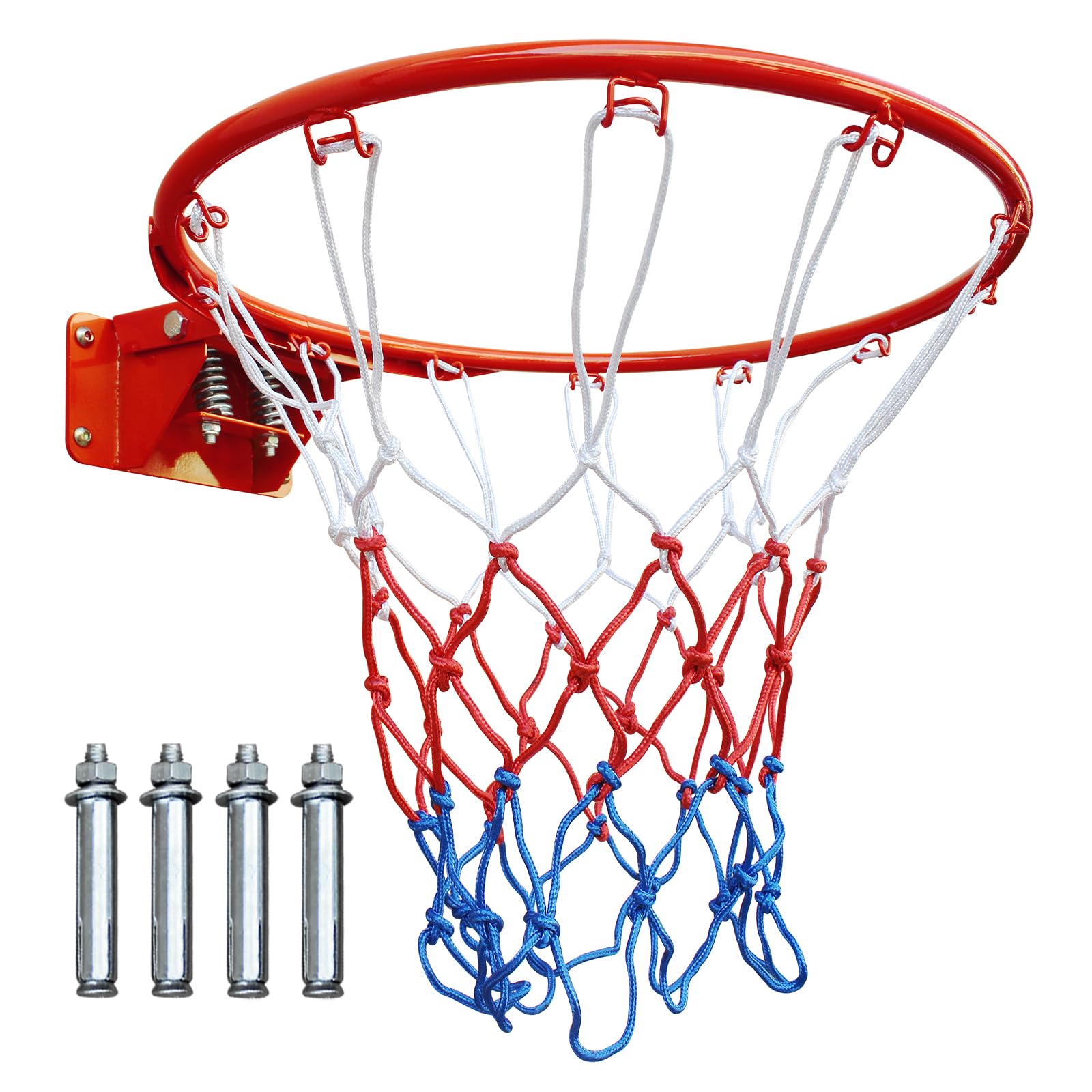 Photo 1 of LSKSSNG 18" Basketball Rim Replacement, Wall Door Mounted Basketball Hoop Rim, Double Spring Solid Basketball Rim Replacement with Net Fits In-Ground&Wall-Mounted Basketball Hoops,Indoor/Outdoor(Red)