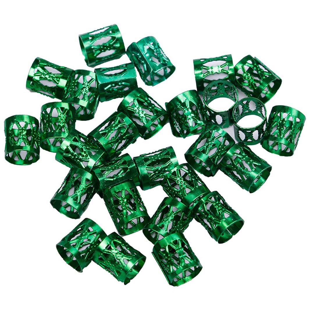 120 Pieces Aluminum Dreadlocks Beads Metal Cuffs Hair Braid Rings Decoration Hair Jewelry (Green)