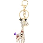 JewelBeauty 3D Handmade BlingBling Crystal Cute Giraffe Keychain Rhinestone Keyring Selection Purse Charm Car Bag Pendant Accessories