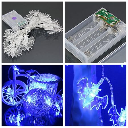 Solmore 20 Blue LED Bats Light Halloween Party Decration Lights