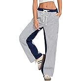 Kedera Women Stripe Straight Pants Pull On Drawstring Loose Baggy Pants Low Rise Boyfriend Boho Trousers 2025