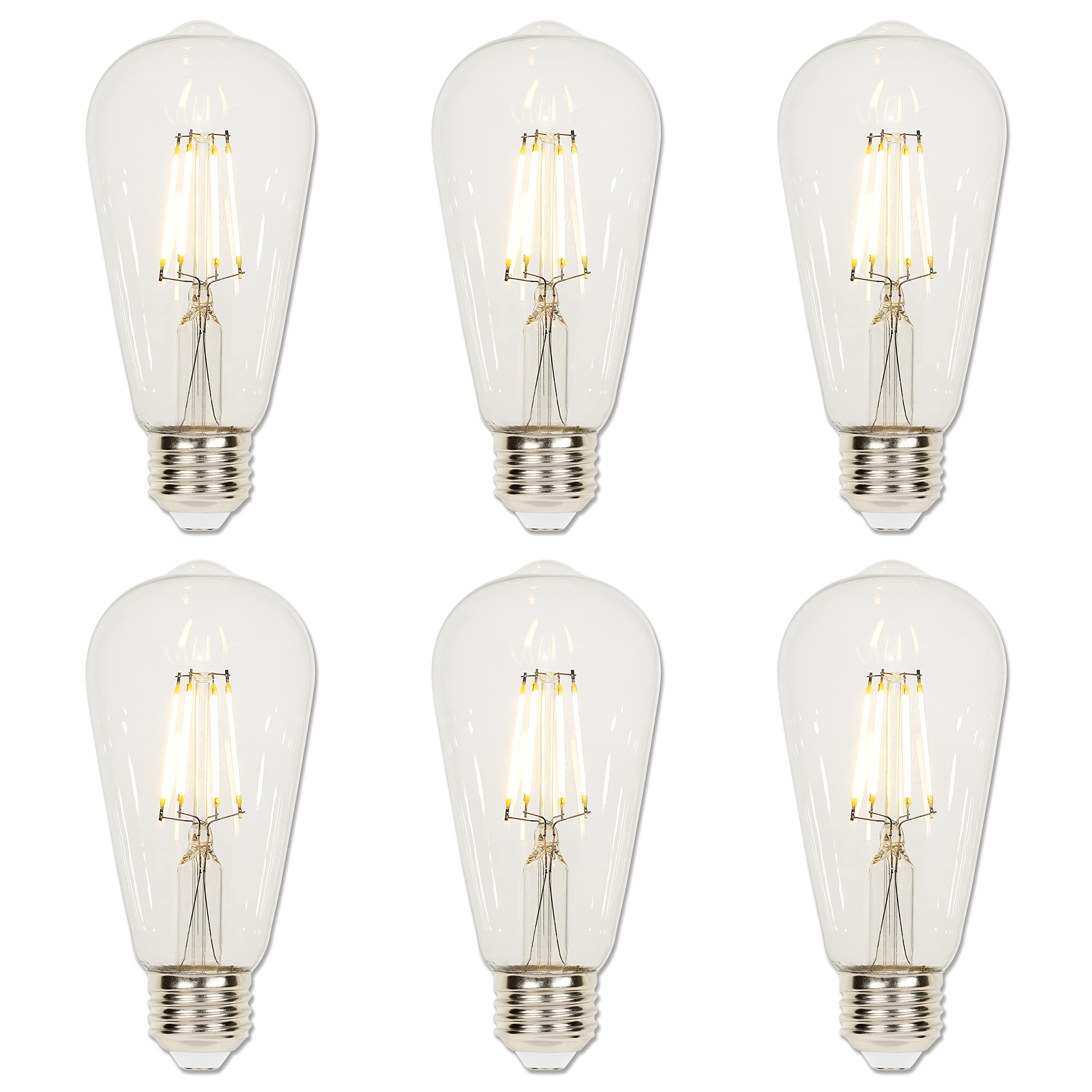 Westinghouse Lighting 4713220 4,2 Watt (40 Watt Equivalent) ST58 Dimmable Clear Filament LED Light Bulb, E27 Base, 6 Pack
