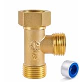 XNTONG G1/2" Brass Bidet T Adapter, 3 Way Brass Shower Diverter Valve | G1/2 Male x G1/2 Male x G1/2 Female Bidet Adapter, 1/2 Inch Tee for Shower Arms, Angle Valves, Bidets, and Sprayer Hoses