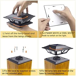 SIEDiNLAR Solar Post Lights Outdoor 2 Modes LED