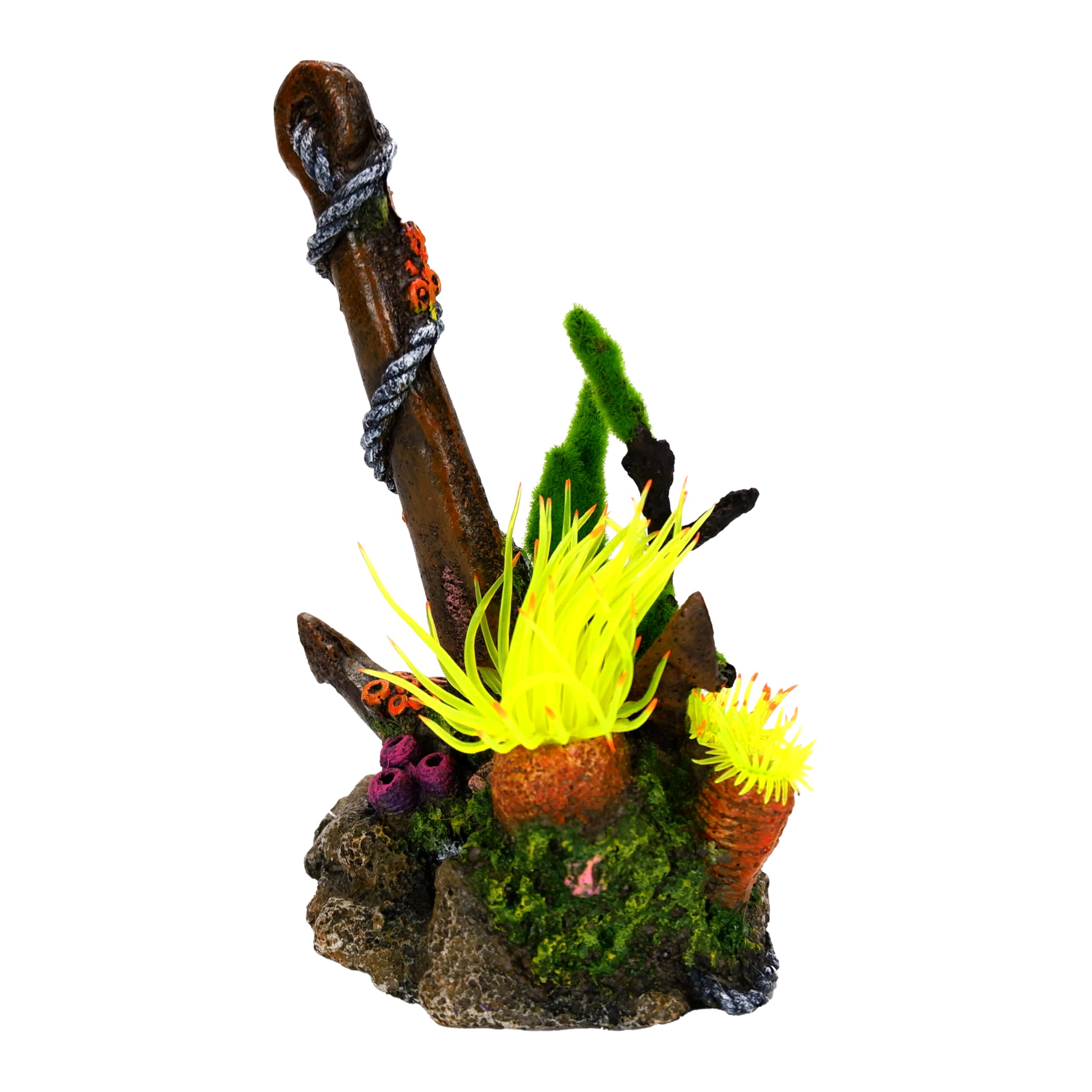 CLASSIC Anchor with Plants Aquarium Ornament 130 x 97 x 188 mm