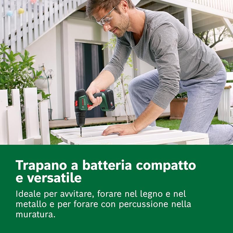 Home and Garden 06039D4002 Bosch Trapano a Batteria UniversalDrill (2 Batterie, In Valigetta), Verde-Nero, 38.1 x 28.9 x 10 cm, sistema da 18 Volt