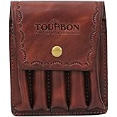 TOURBON Hunting Leather Rifle Cartridge Holder 5 Round Ammo Wallet Pouch