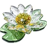 JATYFING Crystal Lotus Figurine Decoration Spring Glass Decorative Lotus Flower Collection Table Centrepiece (Clear)