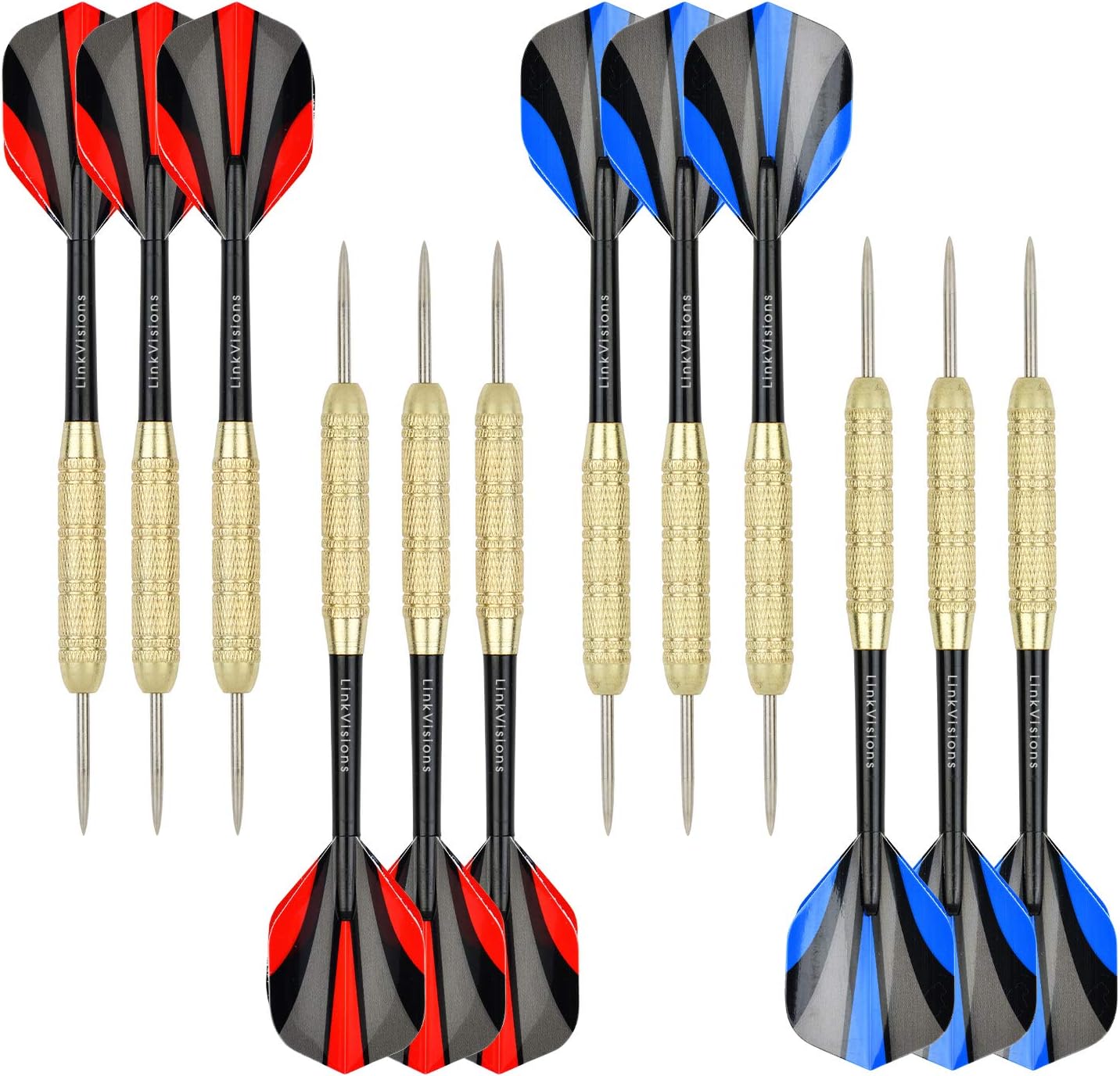 LinkVisions Sisal/Bristle Dartboard with Staple-Free Bullseye, 18g Steel Tip Darts Set, EVA Surround, Mounting Kits Included : Sports & Outdoors