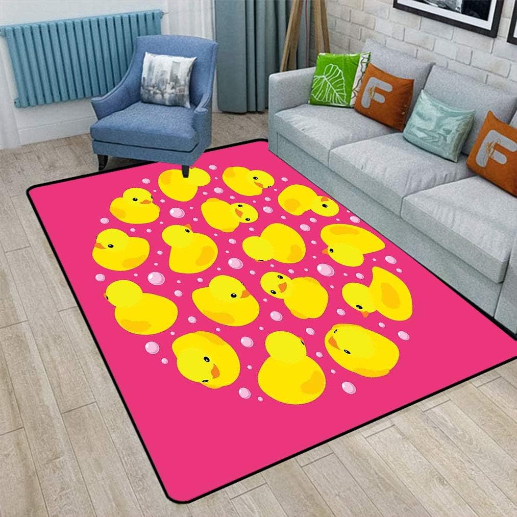 Rubber Duck Modern Rugs for Floor, Fun Baby Duckies Circle