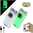 KunHe 2 Pack Small Powerful EDC Flashlight with RED and White Light & Tail Magnet-Super Bright 900Lm USB C Rechargeable Led Keychain Flash Light with Cob Side Light Christmas Gifts