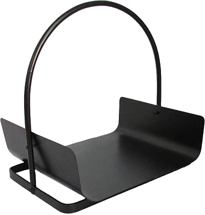 Sterling Ventures Heavy Duty Black Metal Fireplace Log Holder Basket Cradle