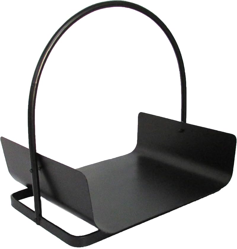 Sterling Ventures Heavy Duty Black Metal Fireplace Log Holder Basket Cradle