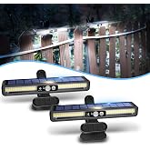 Clip On Solar Lights Outdoor with PIR Motion Sensor (Black ,2 Pack ,6000K) | Weather Resistant, 120&deg;Adjustable Angle, 3 Light Modes, No Drilling, Portable Security Light for Fence, Garage, Camping