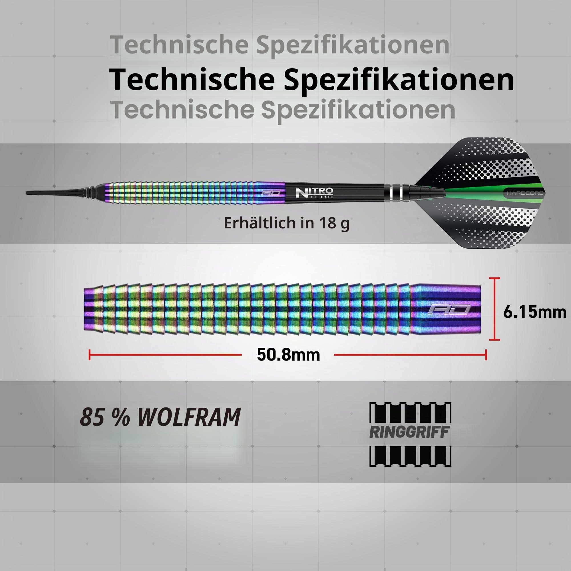 RED Dragon Razor Edge Spectron 18 Gramm Softip Tungsten Darts mit Flights und Stielen 4