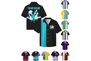 Custom Bowling Shirt for Men Women Personalized Name Bowling Jersey Casual Hawaiian Shirts Customized Retro Polo, S-4XL