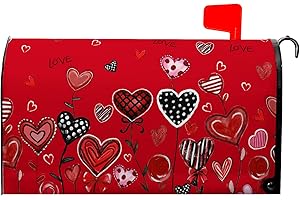 VENTUCOVEN Valentines Mailbox Covers Magnetic Romantic Red Love Heart Mailbox Cover Standard Size 21x18 Inch Floral Decorative for Anniversary Wedding Outside Garden Yard